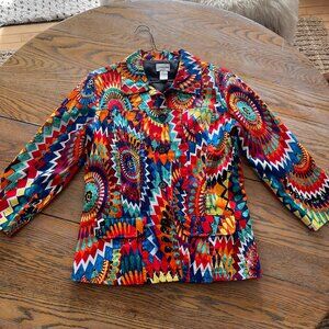 CHICO'S fun fully lined 3/4 sl 98 cotton jacket/gorgeous/NWOT/0